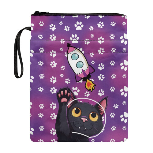 Polyester zipper pouch retro book cover for paperback