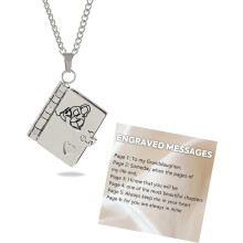Boekvormige ketting voor kleindochter in zilver of goud.