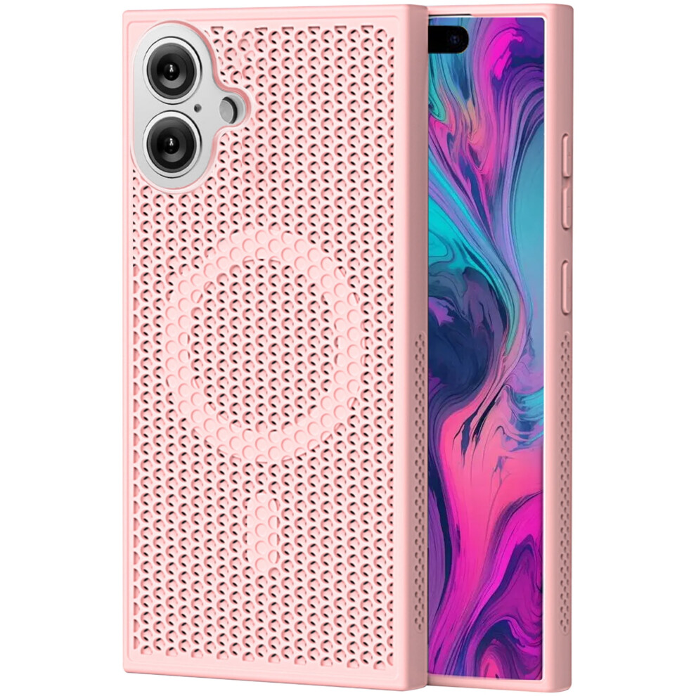 Ccsmall Iphone 16 Plus Heat Dissipation Case With Magnetic Ring, Mesh Breathable Design Â Sr Pink 9479868600218