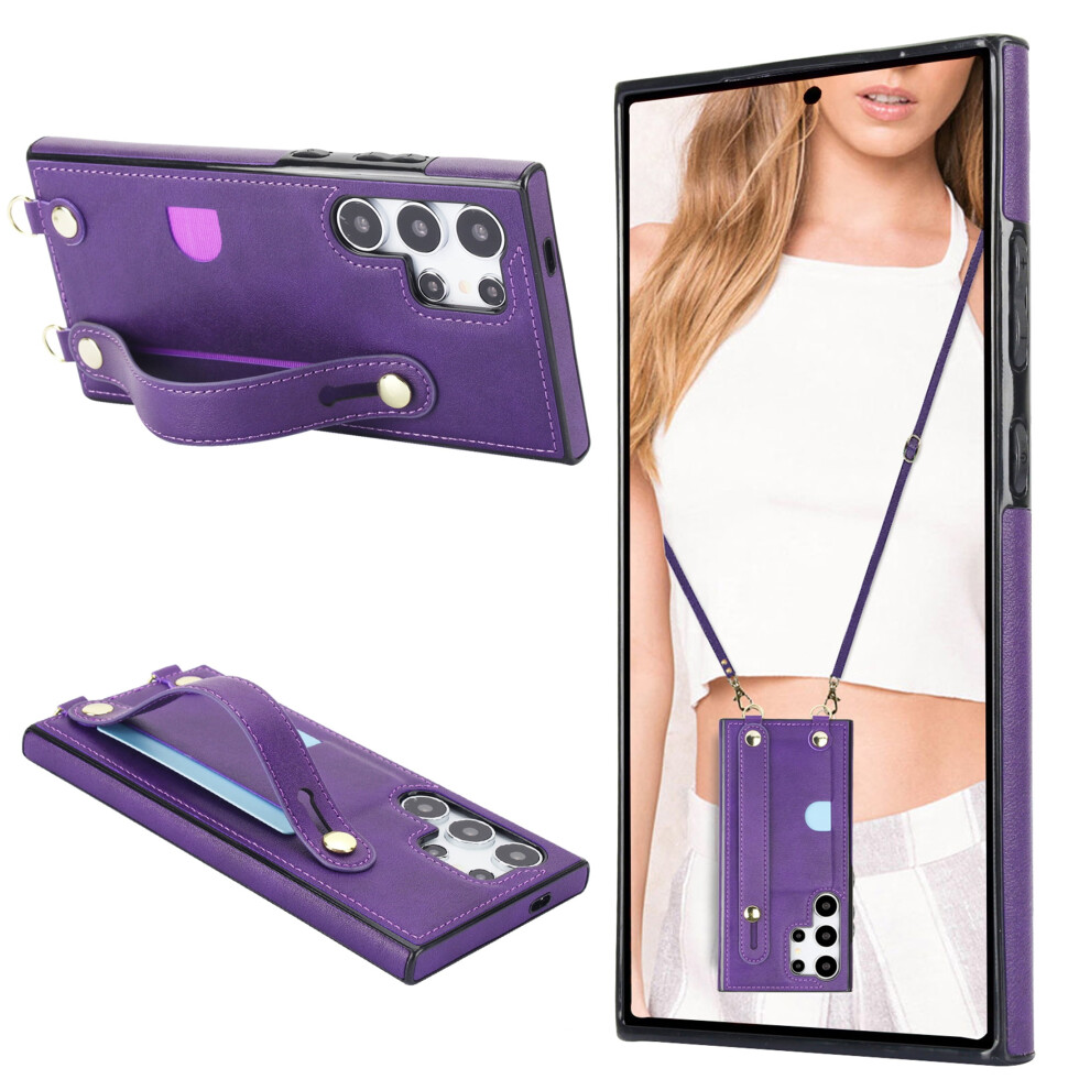 Ccsmall Case For Samsung Galaxy S24 Ultra Â Stand, Crossbody Lanyard & Wristlet Strap, Kb Purple 9479868629202