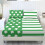 Queen Fitted Sheet Set with Pillowcases Green White 1