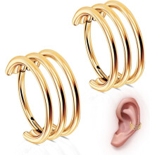 G23Titan Conch Piercing-sett: 16G8/10/12mm dobbel/trippel hoop nese-, septum-, helix-, bruskøredobber – hypoallergenisk, hengslet segmentklikker
