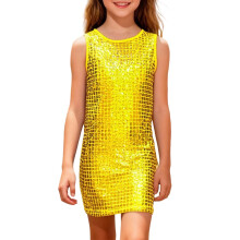 Piger Glitrende Pailletter Kjole Karneval Ærmeløs Skinnende Slim Fit Casual Fest Minikjole Til Børn 2-15 År Stilfulde Kjoler