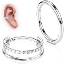 G23Titan Conch Piercing-sett: 16G8/10/12mm dobbel/trippel hoop nese-, septum-, helix-, bruskøredobber – hypoallergenisk, hengslet segmentklikker
