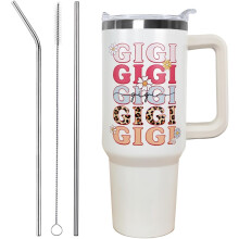 Gigi Vacuum Insulated Water Bottle 40 Oz with Handle Lid