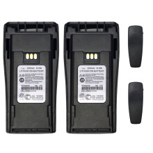 NNTN4497 Li-ion batterij voor Motorola 4970 CP150 CP180 CP200D PR400 EP450 2250 mAh met riemclips (2 stuks)