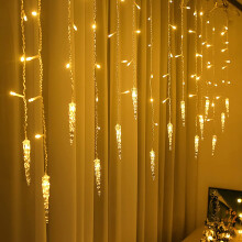 Morttic Christmas Icicle Lights, 11.48ft 96LED Waterproof Indoor/Outdoor Curtain Lights, 8 Modes – Compatible with Christmas Garden, Patio, Party