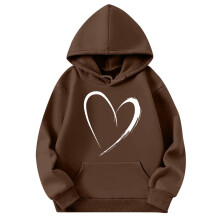Women's Heart Hoodie Casual Loose Fit Printed Long Sleeve