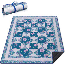 Ekstra store pikniktepper vanntett sammenleggbar (80 "x80") strandteppe vanntett sandtett, 3-lags tykk matte utendørs pakket campingteppe