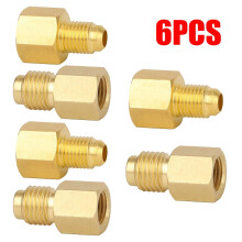 6Pcs/Set R134a To R12 Fitting Adapter 1/4 Female Flare 1/2 Male Valve Kits USA