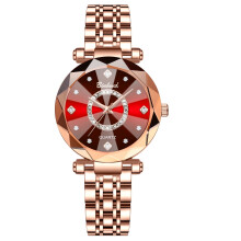 Ure til kvinder med rustfri stålrem, moderigtigt analogt kreativt diamanturskive armbåndsur, smykkegave til bryllupsdag fødselsdag