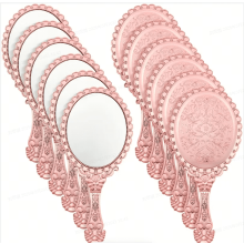 12 Pcs Vintage Handheld Mirror, 9.8" L x 4.5" W Small Rose Gold Embossed Portable Princess Mirror for Classroom Kids Princess Party Favors Travel