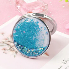 Mini Folding Makeup Mirrors Flowing Sands Pocket Mirror for Girls Women Double-Sided Sparkling Make Up Mirror Beauty Accessories
