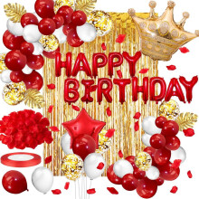 Birthday Party Decoration Kit Red Gold Latex Confetti Balloons 100 Piece