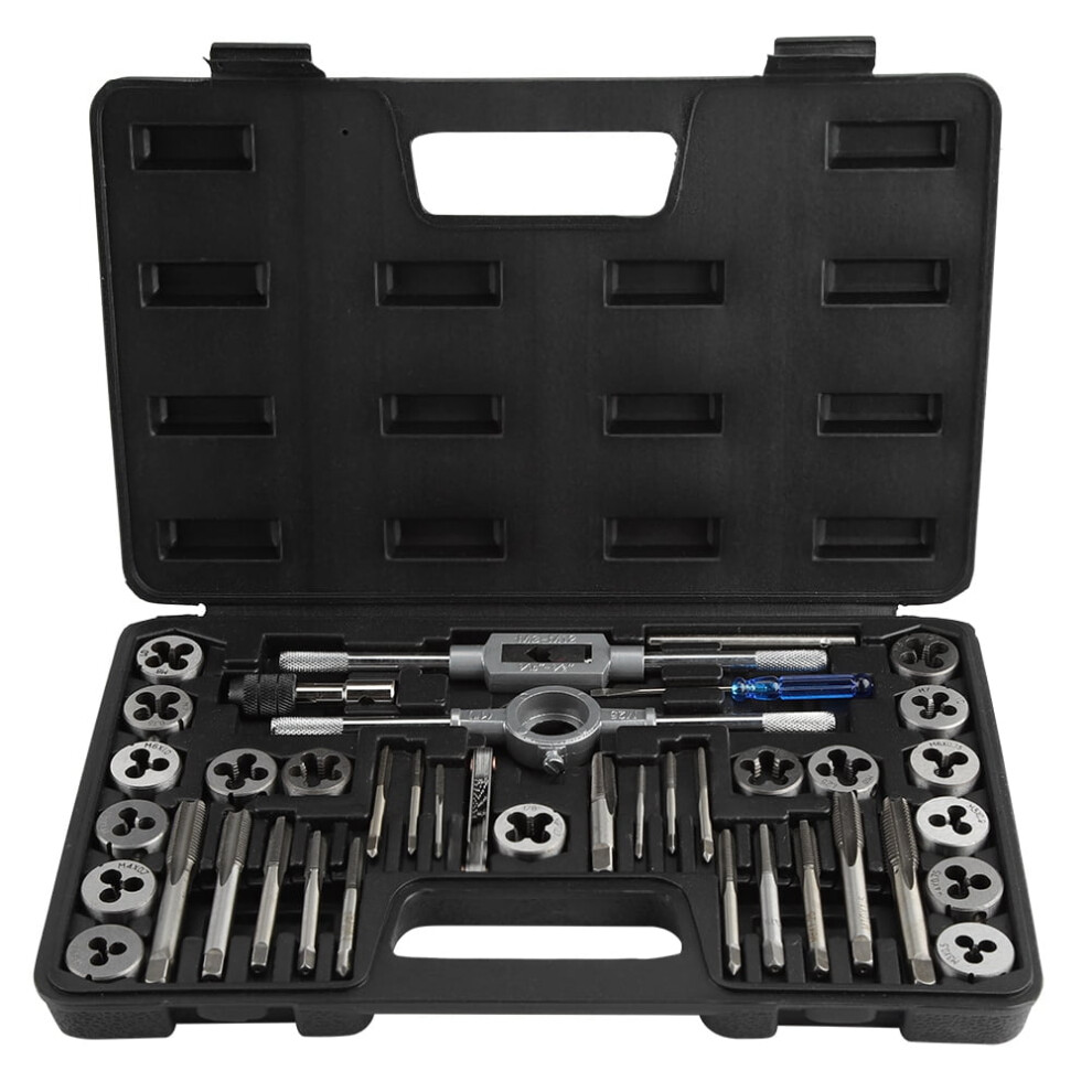 Tapping Tool, Tap Wrench,40Pcs M3- Screw Nut Tap And Die Set With Wrenches And Thread Gauge Heavy Duty Hand Tools 9028731630960