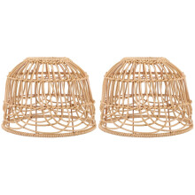 Rattan Pendant Lamp Shade Set of 2 20x15x8 cm