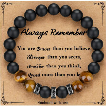 Natural Stone Bracelet for Men & Boys – Birthday, Easter, Christmas Gift – Compatible with All Wrist Sizes