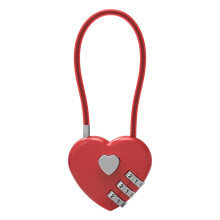 Heart-shaped 3-digit combo lock for locker, suitcase, gym, backpack, cabinet, box, fence gate & travel—red cable lock, compatible with standard