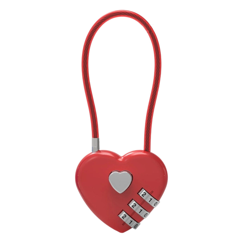 Heart-Shaped 3-Digit Combo Lock For Locker, Suitcase, Gym, Backpack, Cabinet, Box, Fence Gate & TravelâRed Cable Lock, Compatible With Standard 9028731723686