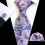 Men's Floral Printed Tie, Pocket Square, and Cufflinks Set 1