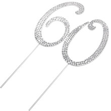 Hytrove Number 60 Shape Cake Topper Silver Anniversary Celebration 1Pcs 8.45X5.11X0.08in