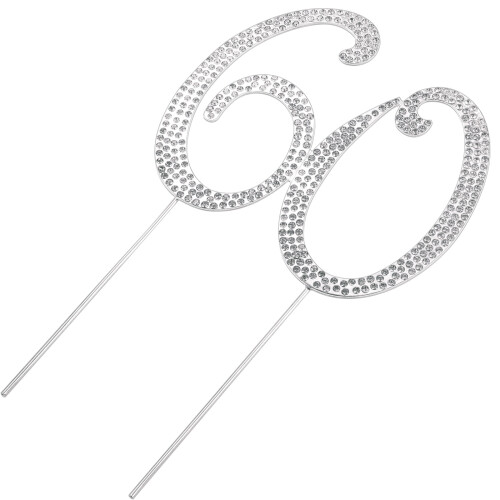 Silver Anniversary Cake Topper Shape Number 60 1 Piece