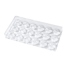 Slikform, diamantform af klar polykarbonat chokoladeform, geléform, bakke til slik, 3D-hjertechokoladeform, 21Grid chokoladeform