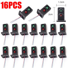 16 stk. modeltogsignaler, 2 lys, OO HO-skala jernbane, LED-signallampe, 20 mm ##