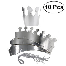 Shiny Design Paper Crown Silver 10Pcs 9.8x3.5x0.04In For Family Birthday Party