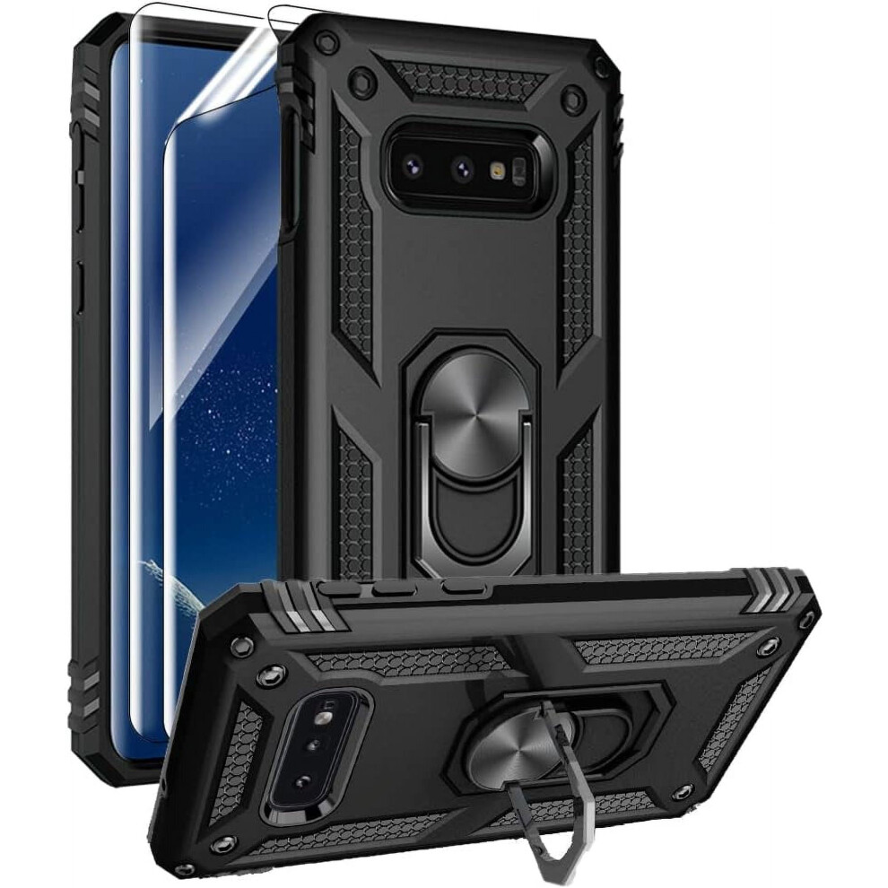 Samsung Galaxy S10e Case With Hd Screen Protector, Military-Grade Metal Ring Holder & Kickstand, 15Ft Drop Tested Â Compatible With Samsung Galaxy 9028731926650