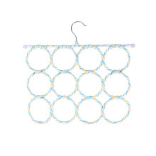 Foldable Paper Rattan Scarf Hanger with 12 Rings for Organizing Scarf in Closet Multi Color