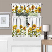 Sunflower Curtains Sets for Windows - Summer Kitchen Sink Window Valance 3 Piece Set - Living Room Bedroom Decor - 54x36 Inches