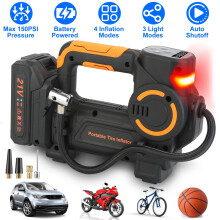 Tire Inflator Portable Air Compressor with LED Light 150PSI 21V Battery Powered Tire Air Pump for Cars Motorcycles Bikes Balls