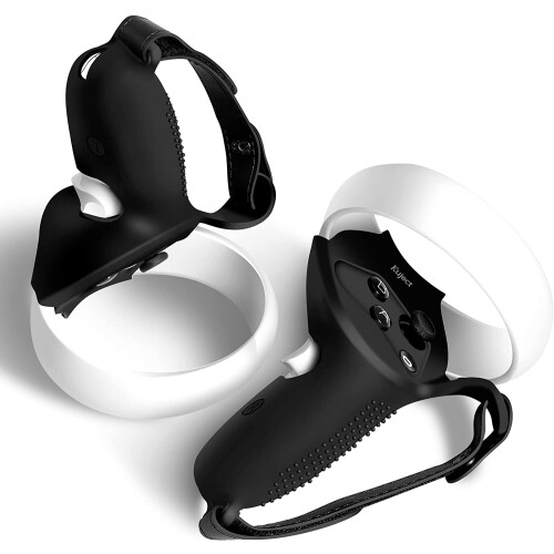 Silicone Anti-Throw Controller Grips Cover for Oculus Quest 2 – Adjustable Knuckle Straps, Compatible with Meta/Oculus Quest 2