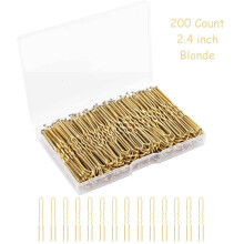 U-Shaped Hair Pins (200 pcs, 2.4", Blonde), for Buns, French Twists & Updos – Bulk Bobby Pins with Box, compatible with all hair types