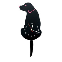 Acrylic Cartoon Clock Tail Wagging Labrador Dog Decor Clock Photo Prop Black