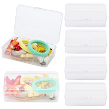 6PCS Hair Tie Organizer – Transparent Rectangular Plastic Storage Box with Lid, Portable for Home/Office/Travel