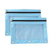 2-Pack Oxford Fabric Zippered Mesh Pouches, Clear View Organizer for Office & Craft Supplies, Water-Resistant