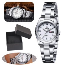 Women's 20mm Stainless Steel Expansion Band Wristwatch, Silver & Blue