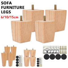 4PCS 6/10/15cm Solid Wooden Furniture Legs Sofa Couch Chair Bed Cabinet Bench Sette Legs Mid-Century Modern Wooden Pyramid Replacement Feet