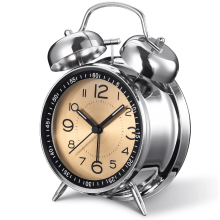Loud Alarm Clock for Heavy Sleepers, Retro 4" Silent Quartz with Backlight & Twin Bell – Compatible with Bedrooms & Bedside