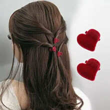 Lot de 10 pinces à cheveux en velours floqué en forme de cœur, mignonnes mini-pinces à cheveux pour enfants – Compatibles avec les petits