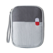 Mini kit di pronto soccorso da viaggio grigio – Pochette vuota portatile per campeggio, escursionismo, emergenze e attività all'aperto