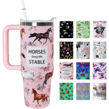 30oz Pink Horse Lover Tumbler mit Henkel und Strohhalmdeckel – Doppelwandig isolierter Edelstahl – Kompatibel mit Starbucks
