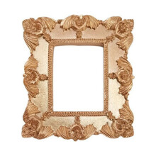 Moldura vintage barroca para fotos, estilo antigo, em resina dourada, com detalhes ornamentados e textura, ideal para decoração de casa. Estilo
