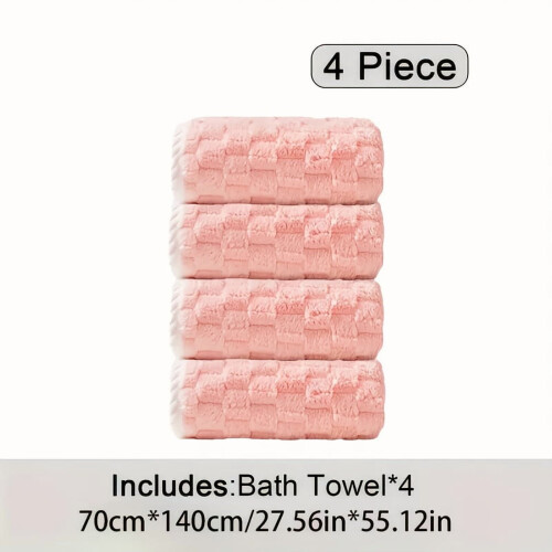 4-Pack Waffled Super Soft Bath Towels, Quick-Drying Microfiber (80% Polyester, 20% Polyamide), Spa/Fitness/Travel – Compatible with Home Use
