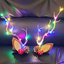 Pinces à cheveux de Noël lumineuses à LED en forme de bois de renne (lumières colorées)