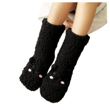 iOPQO thermische sokken voor dames, antislipsokken voor dames, pluizige sokken, pantoffelsokken voor dames, zwart, one size