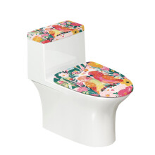 Durable Polyester Toilet Seat Cover Replacement Elastic Edge Fashion Toilet Lid Seat Cover Set Soft for Bathroom Home Comfort, Love Birds Garden