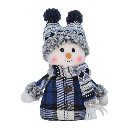 Christmas Blue Fabric Snowman Doll Decoration